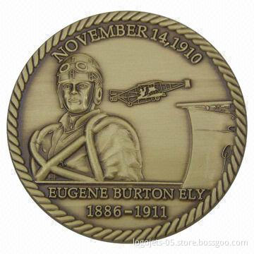 Commemorative Die Struck Copper Coin without Color-filled, OEM Designs Accepted